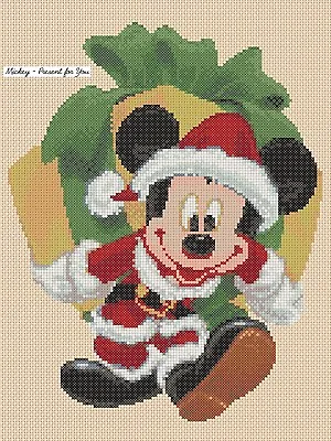 £4.50 • Buy Cross Stitch Chart - Mickey Mouse - Christmas Parcel  Flowerpower37-uk