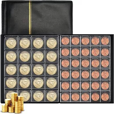 Collector Coin Album For 250 Coins Mix Sizes Book Folder Big Capacity 10 Pages • £11.95