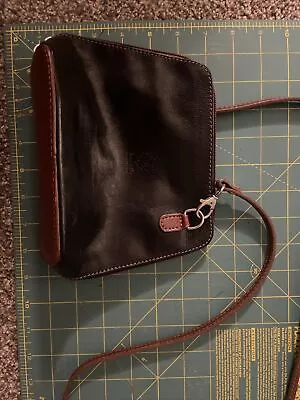 VERA PELLE Made In Italy Black Leather Crossbody Purse Bag  • $13.99