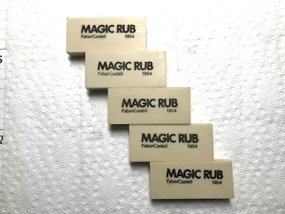 Faber-Castell Magic Rub 1954 White Erasers Non-Smudging Non-Abrasive - 5 Pieces • $12