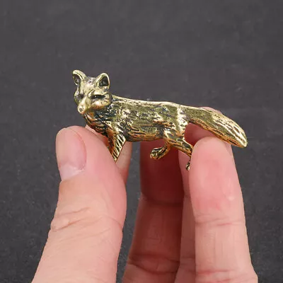 $11.25 • Buy Brass Fox Figurine Miniature Tea Pet Ornament Crafts Vintage Animal Statue Solid