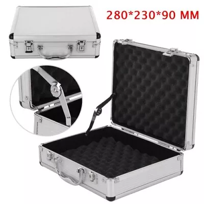 Large Hard Aluminium Flight Case Foam Lockable Tool Camera Gun Storage Carry Box • £13.79