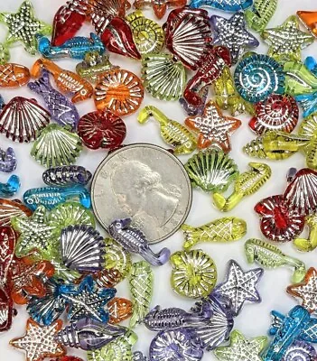 Spacer Beads For Jewelry Making Mix Colorful Fish Shell Star Fish 15mm 300 Pcs • $5.25