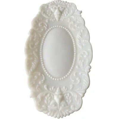 Antique Milk Glass Vanity Tray Dish With Lions Head Ornate Late 1800s EAPG • $116.99