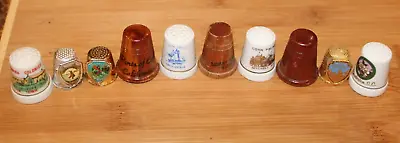 Collectible Thimbles/Lot O 10 Thimbles Of U.S. Places(4-Ceramic/3-Metal/3-Wood) • $9