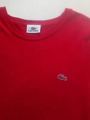 Lacoste Men's Red Jumper Size 5 100% Cotton Round Neck Pullover  • £15