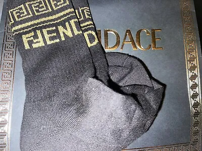 FENDANCE By VERSACE Men's Black &Gold Crew Socks BRAND NEW✅ LARGE✅ LAST PAIR✅ • $289.99