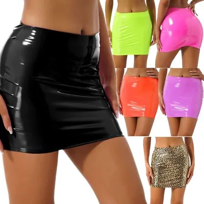 Womens Wetlook Latex PU Leather Miniskirt Lingeries Tutu Pencil Skirts Clubwear • $7.06