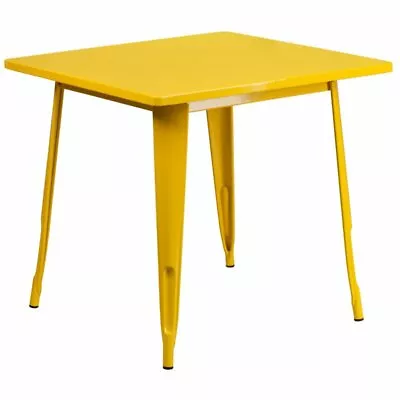 Bowery Hill Modern 31.5  Square Metal Dining Table In Yellow • $209.18