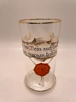 Antique Moser Bohemian Glass Tumbler German Drinking Verse Spaten Brau Hand • $19