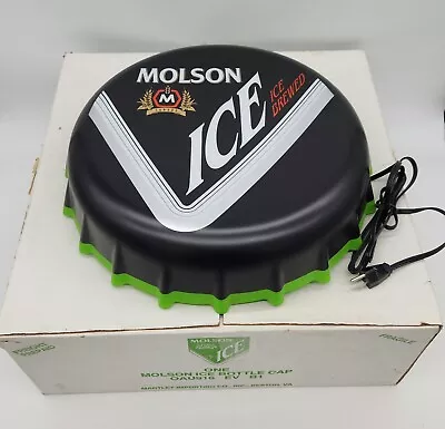 VINTAGE Molson Ice Bottle Cap Lighted Sign NEW OPEN BOX  READ!  • $199