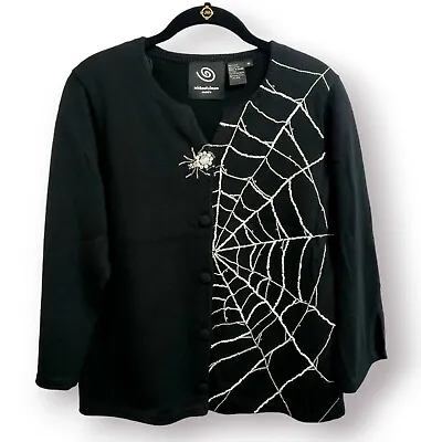 VTG Michael Simon Halloween Cardigan Sweater Spiderweb Spider  M Medium Bust: 40 • $189.95