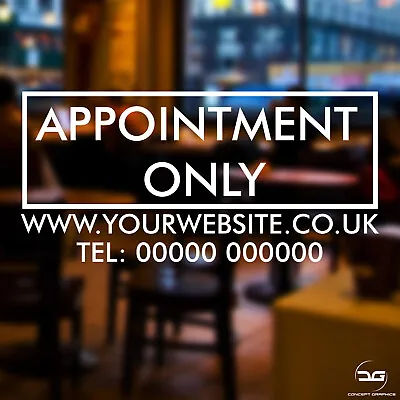 Appointment Only Custom Info Business Vinyl Sticker Sign Hairdressers Spa Salon • £14.99