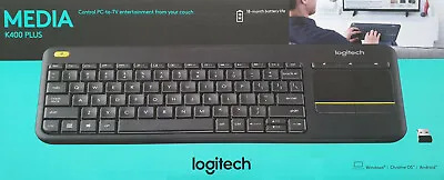 Logitech K400 Plus Media Wireless Touch Keyboard - Black • $78