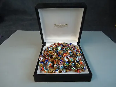 1960 Italy Murano Millefiori Glass Bead Necklace Bracelet & Earrings Boxed Set • $159.95