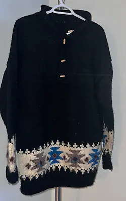 Kathmandu Woolens Chunky 100% Merino Wool Toggle Button  Sweater Jacket Mens XL • $52.50