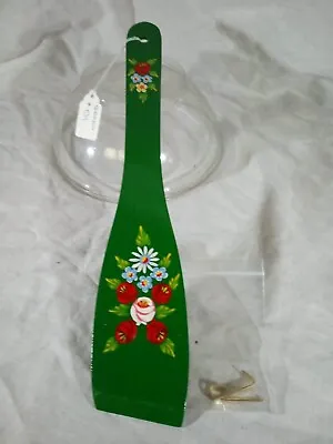 Green Decorative Wooden Spatula Roses And Castles Hand Painted Barge Ware #01 • £6.50