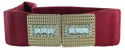 £2.40 • Buy Ladies Square Diamonte Stone Interlock Buckle Elasticated One Size Belts