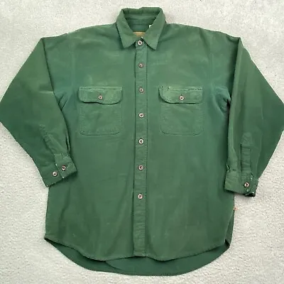 Vintage Chamois Shirt Mens Medium Green Button Up Flannel Thrashed Moose Creek • $18.97