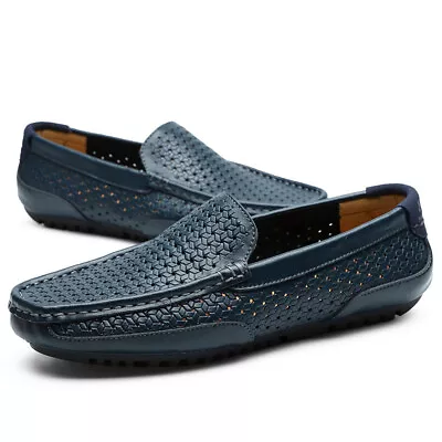 Mens Leather Slip On Loafers Casual Moccasin Boat Driving Shoes Smart Pumps Size • £20.09