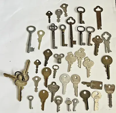 $12 • Buy Lot 39 Vintage Antique Skeleton Cabinet Old Lock Keys GAS TANK Luggage Art