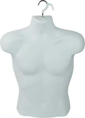 Molded Man's Shirt Torso Form Fits S - L Hanging Male Mannequin White • $25.99