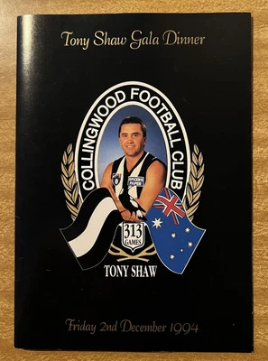 $19.95 • Buy Tony Shaw Gala Dinner Menu 1994 AFL Collingwood Football Club Signed Autographs