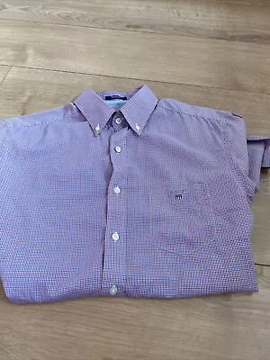 GANT Red Blue Check Broadcloth Regular Fit Shirt Size Medium Short Sleeve  • £8