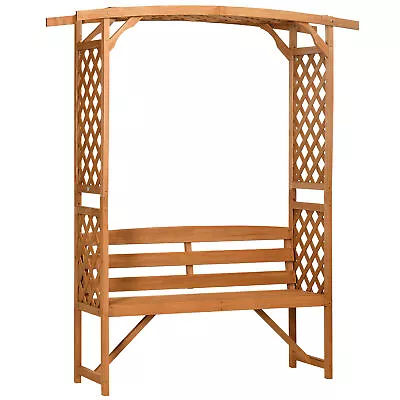 Outsunny Arch Pergola Patio Garden Bench Wooden Garden Arbour With Seat • £123.99