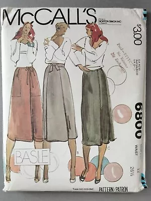 Vtg Sewing Pattern Designer Knee Length Tie Wrap Skirt W. Pockets Basile Size 12 • $8.49