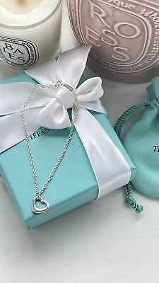 Tiffany & Co Sterling Silver Elsa Peretti Open Heart Bracelet 7” In NEW $340 • $249