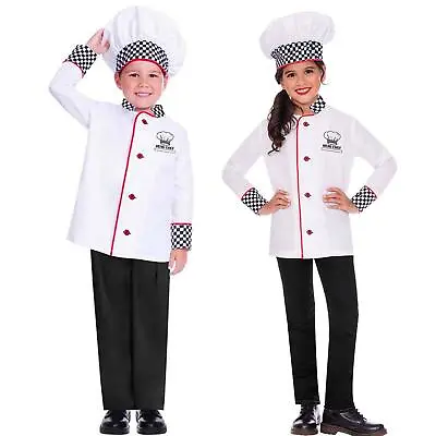 Kids Chef Uniform Kitchen Cook Occupation Book Week Fancy Dress Costume & Hat  • £13.05