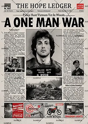 First Blood Rambo Newspaper Poster Print • £24.99