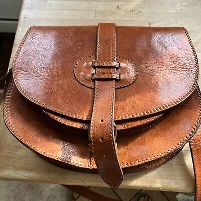 Handmade Real Leather Satchel Saddle Bag Retro Rustic Vintage Leather • £2.20