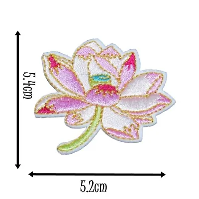 Lotus Flower Iron On Patch Pink Gold Motif Parches Applique Badges Fun P468 • £3.33