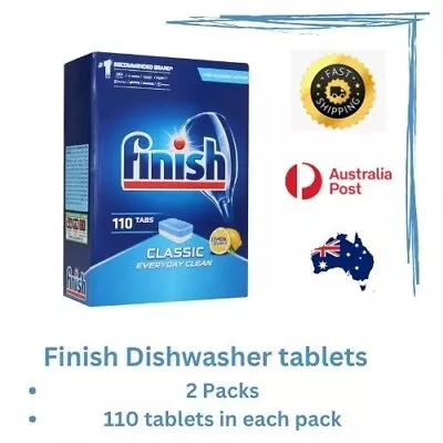 2packs Finish Dishwash Tablets Tabs Classic Everyday Clean Lemon Sparkle 110pk • $58.99