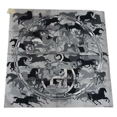 $550 • Buy HERMES Scarf Carre90 Black Silk100% EX LIBRIS EN CAMOUFLAGE USED Very Good F/S