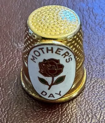 Vernon Sewing Thimble Gold Tone Metal With Enameled Mother's Day And Rose • $12.99