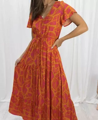 VINE APPAREL Dress - Size 16 - 18 - Orange Boho Maxi W Pockets Worn Once RRP$69 • $17