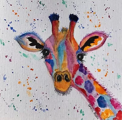 £2.95 • Buy Original Hand Painted Watercolour Greetings Card, Blank.  ‘Funky Giraffe’