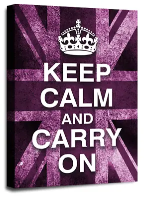 Keep Calm Art Print Red Carry On Quote Framed Canvas Wall Picture Large • £29.99