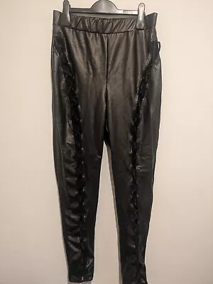 Ann Summers Front Lace Up Leather Look Leggings - Medium 12-14 - New With Tags • £9