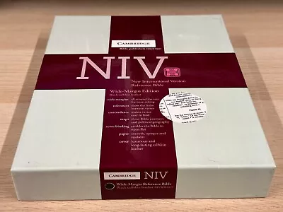 Cambridge NIV Wide Margin Bible Black Calfskin Leather Blemishes RARE OoP! • £60