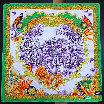 Stored Item Gianni Versace Cotton Scarf Handkerchief MEDIUM 53cm (20.87in) Green • $44.97