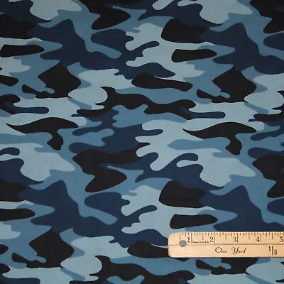 Nobody Fights Alone Camo Camouflage Medical Cotton Fabric  1/2 Yard  #10420 Blue • $3.89