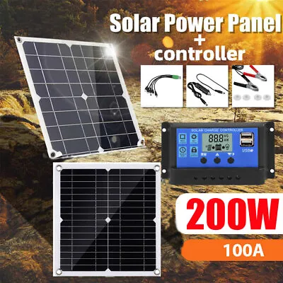 200W 12V Solar Panel Kit Battery Charger & 100A Controller For Car Van Caravan • £25