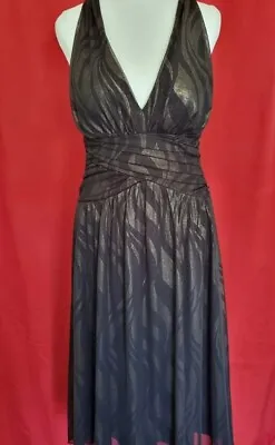 ❤️💛Vintage Mr K Stunning Back Marilyn Monroe Look Bronze Black Party Dress 10 • $70
