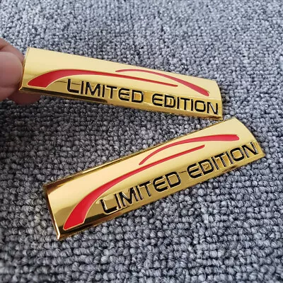 2pcs Chrome Golden Metal Limited Edition Emblem Trunk Badge Side Fender Sticker • £11.62