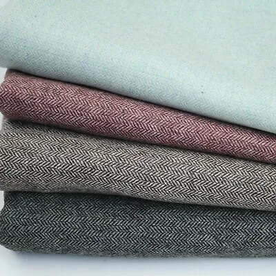 £7.99 • Buy Herringbone Tweed Wool Blended Upholstery Cushion Curtain Furnishing Fabric 