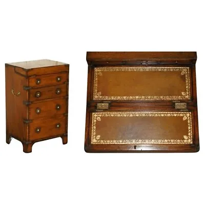 Fine Harrods London Kennedy Chest Of Drawers Brown Leather Writing Slope Desk • £1550